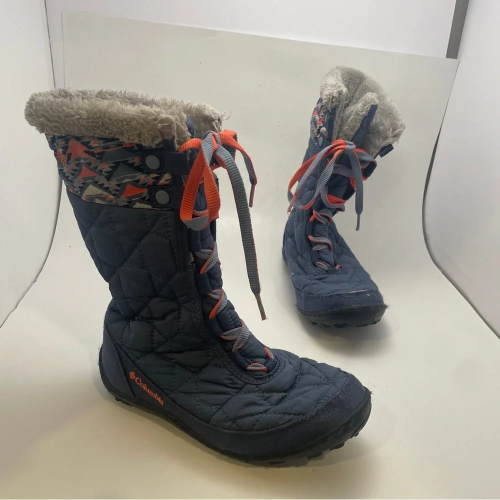 Columbia Minx Mid II Omni-Heat Blue Lace Up Snow Boots Girls‎ Size 2